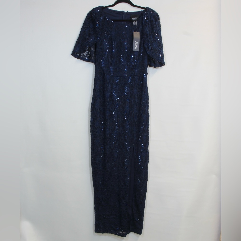 Lovely Grace Elegant Navy Blue Sequin Maxi Dress NWT
